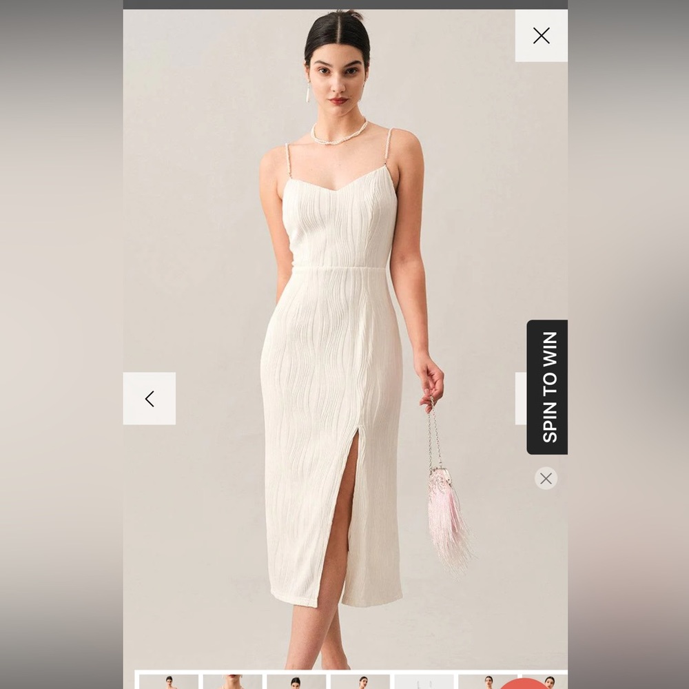 White midi Rihoas dress! NWT. Pearl accent straps